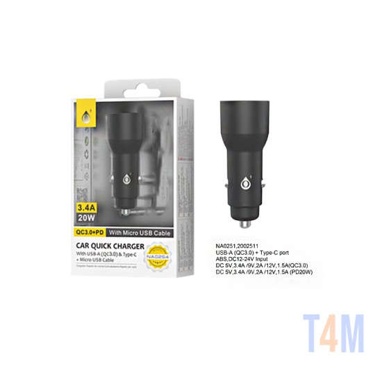 ONEPLUS FAST CAR CHARGER NA0251 NE WITHOUT BLEDSOE CABLE 3.4A BLACK